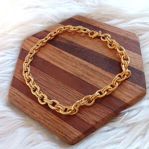 ↠ Vintage Milor Gold Tone Stainless Steel Chunky Link Chain Layering Necklace